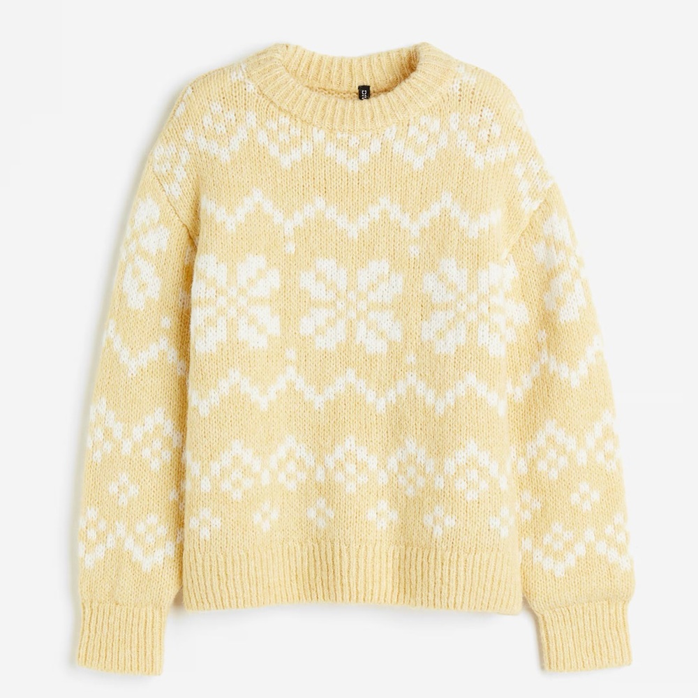 H&M Yellow and White Patterned Sweater